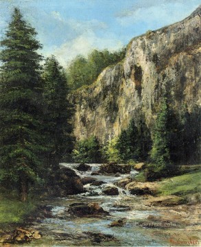 Estudio de paisaje con paisaje de cascada río Gustave Courbet Pinturas al óleo